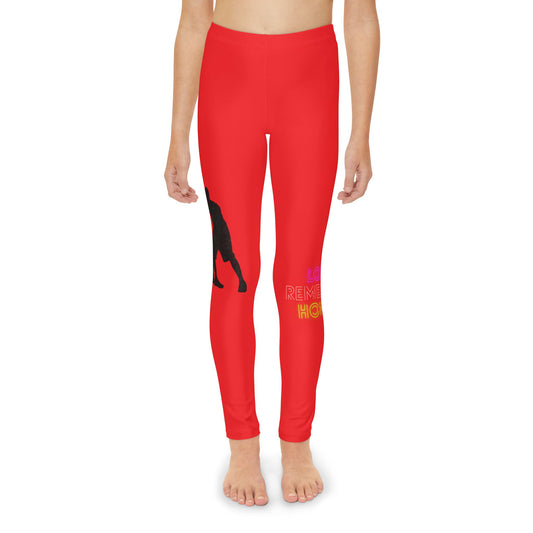 Youth Full-Length Leggings: Basketball Red