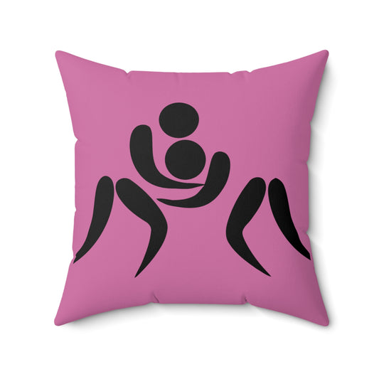 Spun Polyester Square Pillow: Wrestling Lite Pink