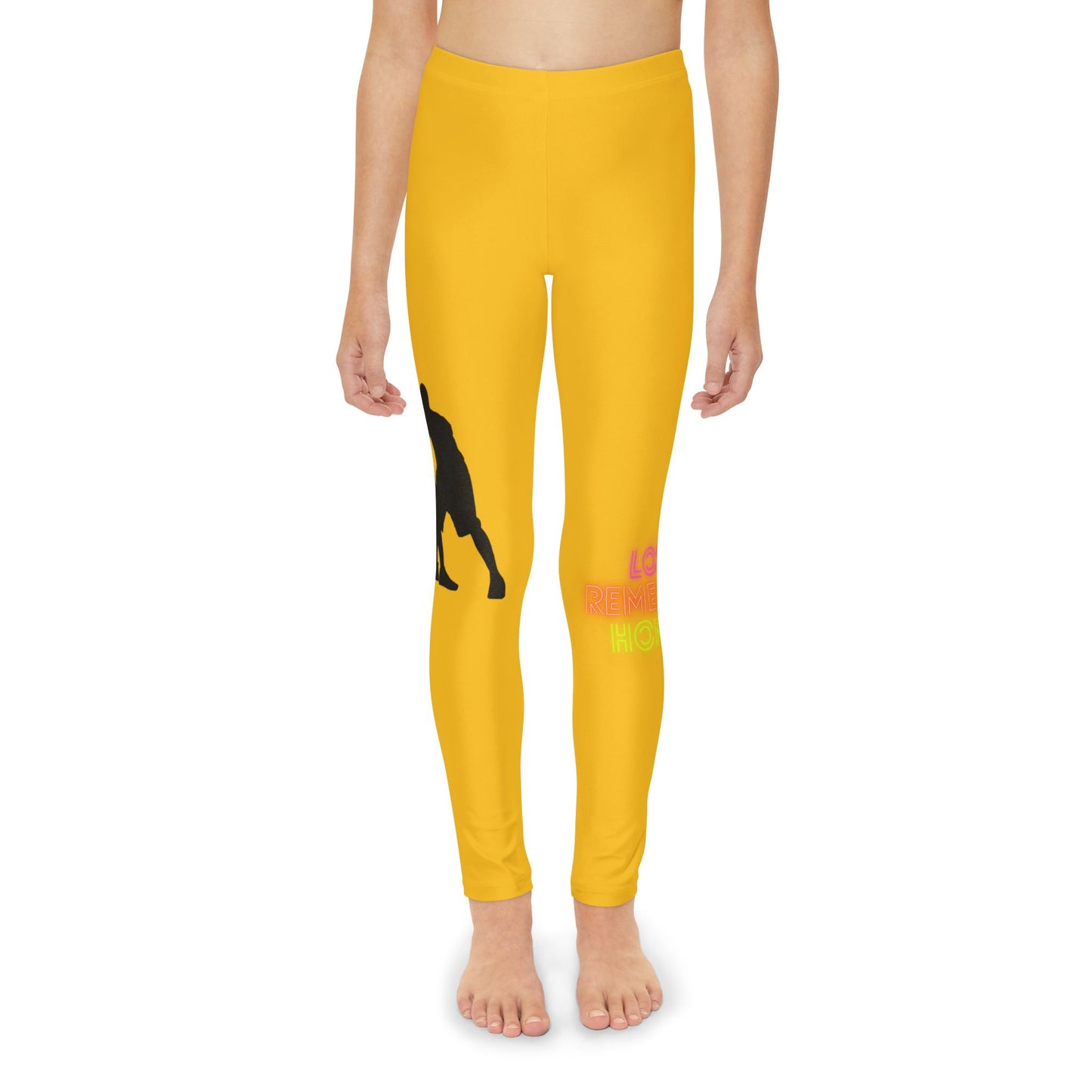 Youth Full-Length Leggings: Basketball Yellow