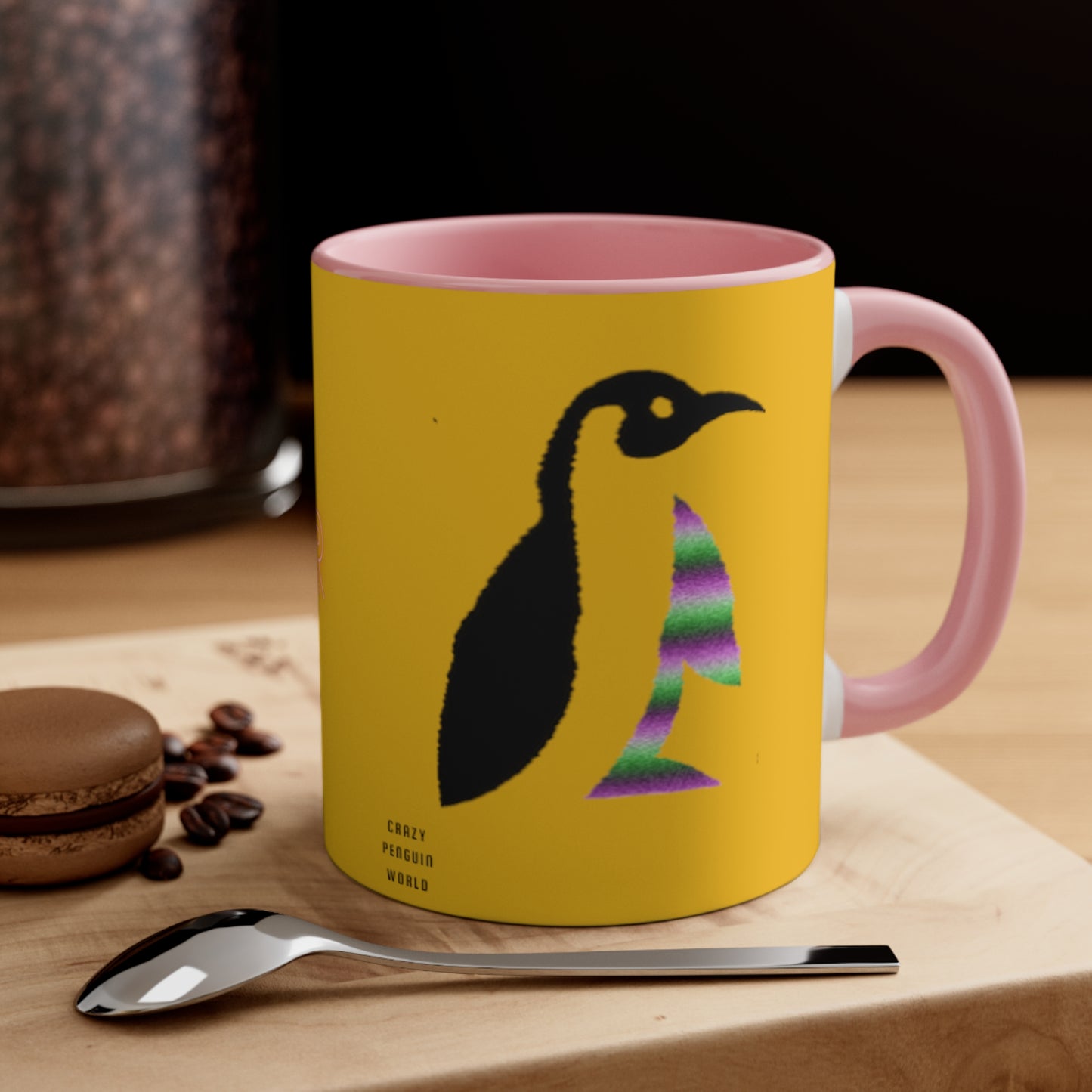 Accent Coffee Mug, 11oz: Crazy Penguin World Logo Yellow