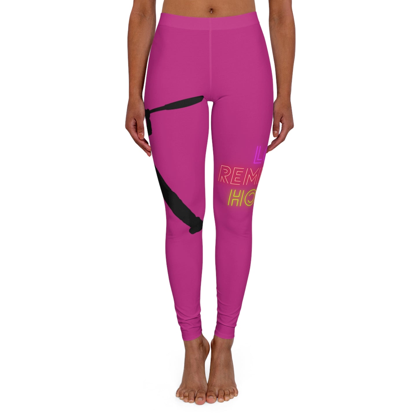 Women's Spandex Leggings: Baseball Pink