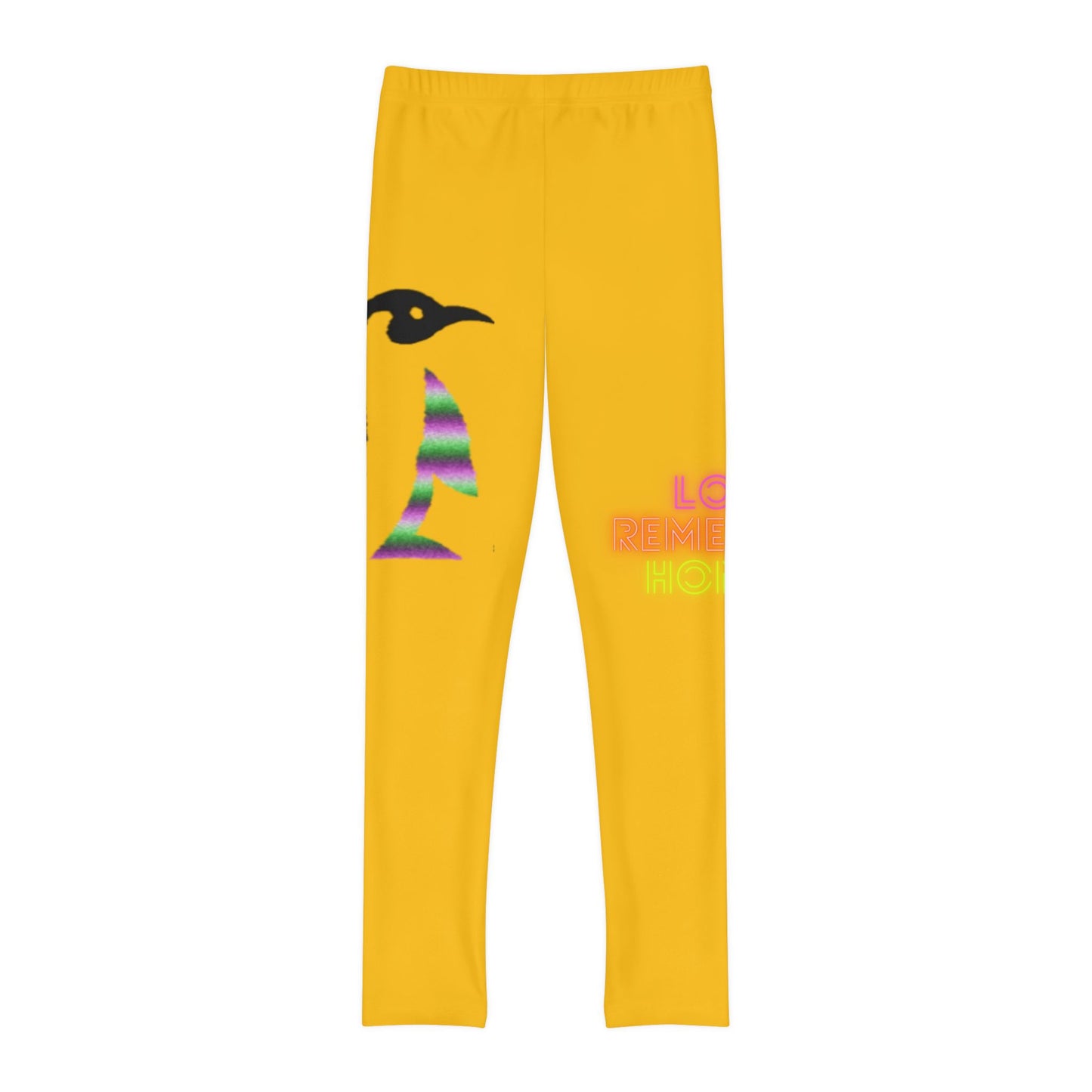 Youth Full-Length Leggings: Crazy Penguin World Logo Yellow