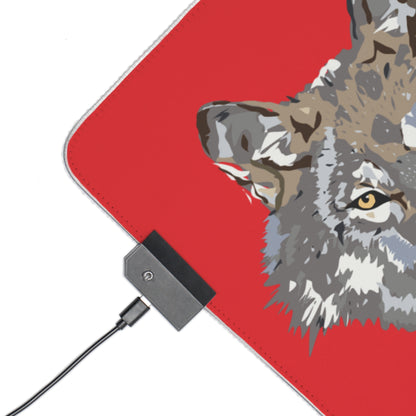 LED Gaming Mouse Pad: Wolves Red