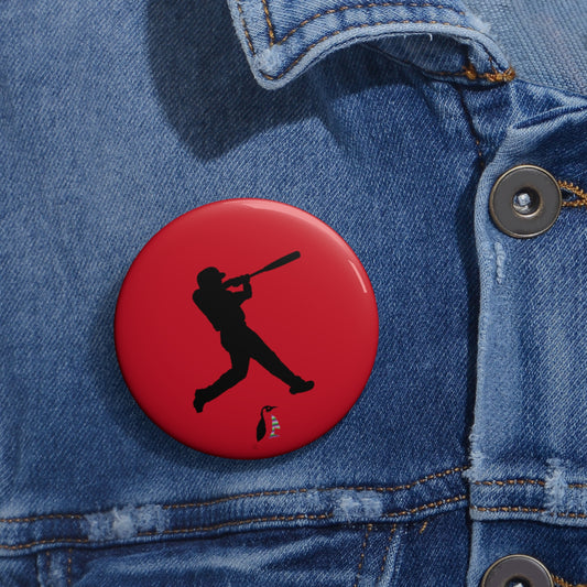 Custom Pin Buttons Baseball Dark Red