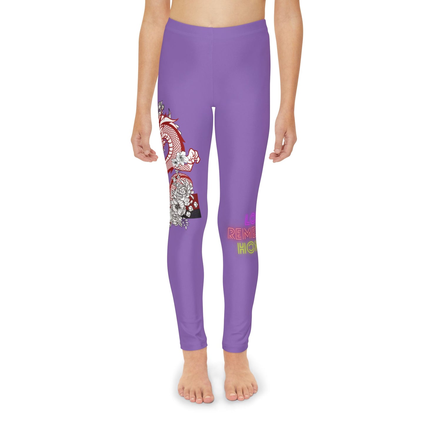 Youth Full-Length Leggings: Dragons Lite Purple