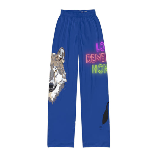 Kids Pajama Pants: Wolves Dark Blue