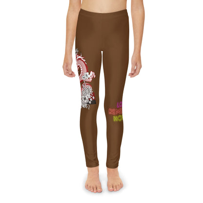 Youth Full-Length Leggings: Dragons Brown