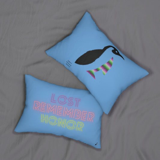 Spun Polyester Lumbar Pillow: Crazy Penguin World Logo Lite Blue