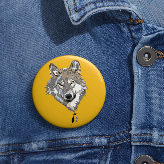 Custom Pin Buttons Wolves Yellow