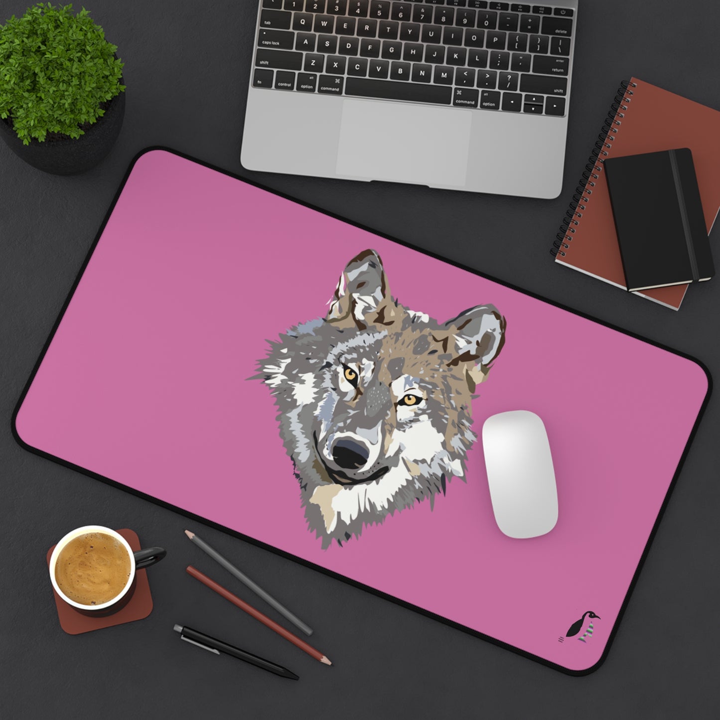 Desk Mat: Wolves Lite Pink