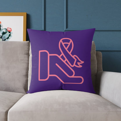 Spun Polyester Pillow: Fight Cancer Purple