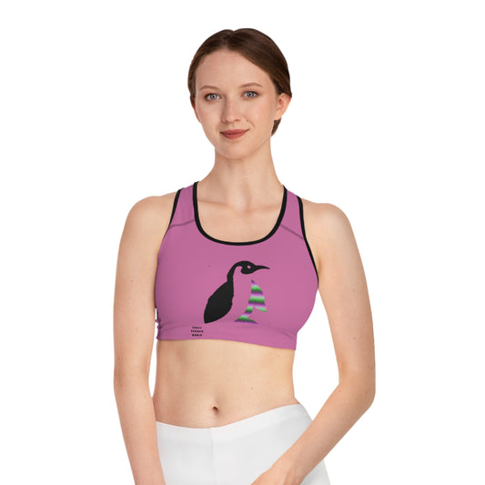 Sports Bra: Crazy Penguin World Logo Lite Pink