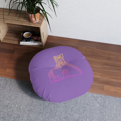 Tufted Floor Pillow, Round: Bowling Lite Purple