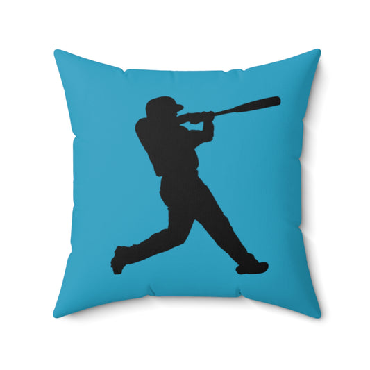 Spun Polyester Square Pillow: Baseball Turquoise