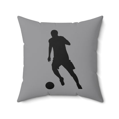 Spun Polyester Square Pillow: Soccer Grey