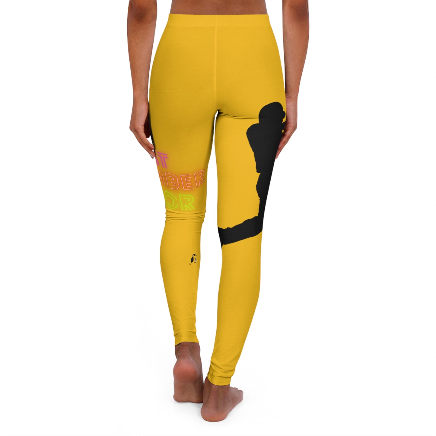 Women's Spandex Leggings: Baseball Yellow