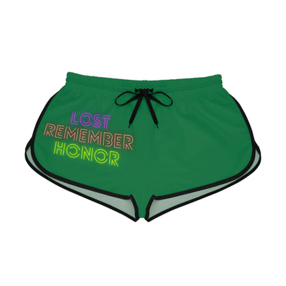 Women's Relaxed Shorts: Lost Remember Honor Dark Green