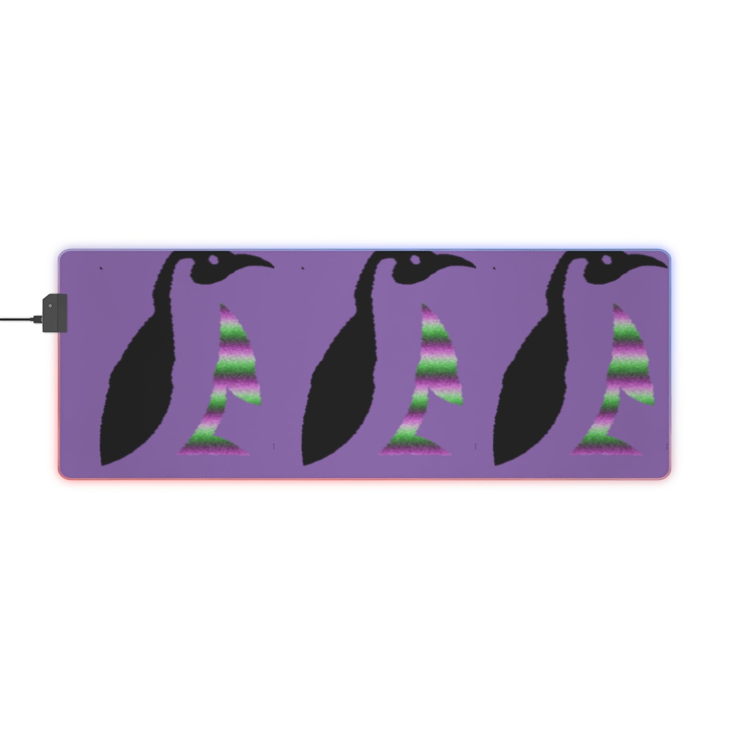 LED Gaming Mouse Pad: Crazy Penguin World Logo Lite Purple