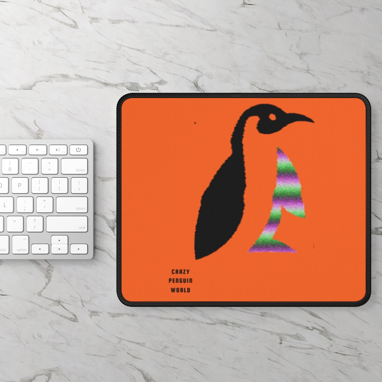 Gaming Mouse Pad: Crazy Penguin World Logo Orange