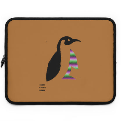 Laptop Sleeve: Crazy Penguin World Logo Lite Brown