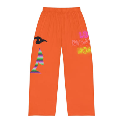 Men's Pajama Pants: Crazy Penguin World Logo Orange