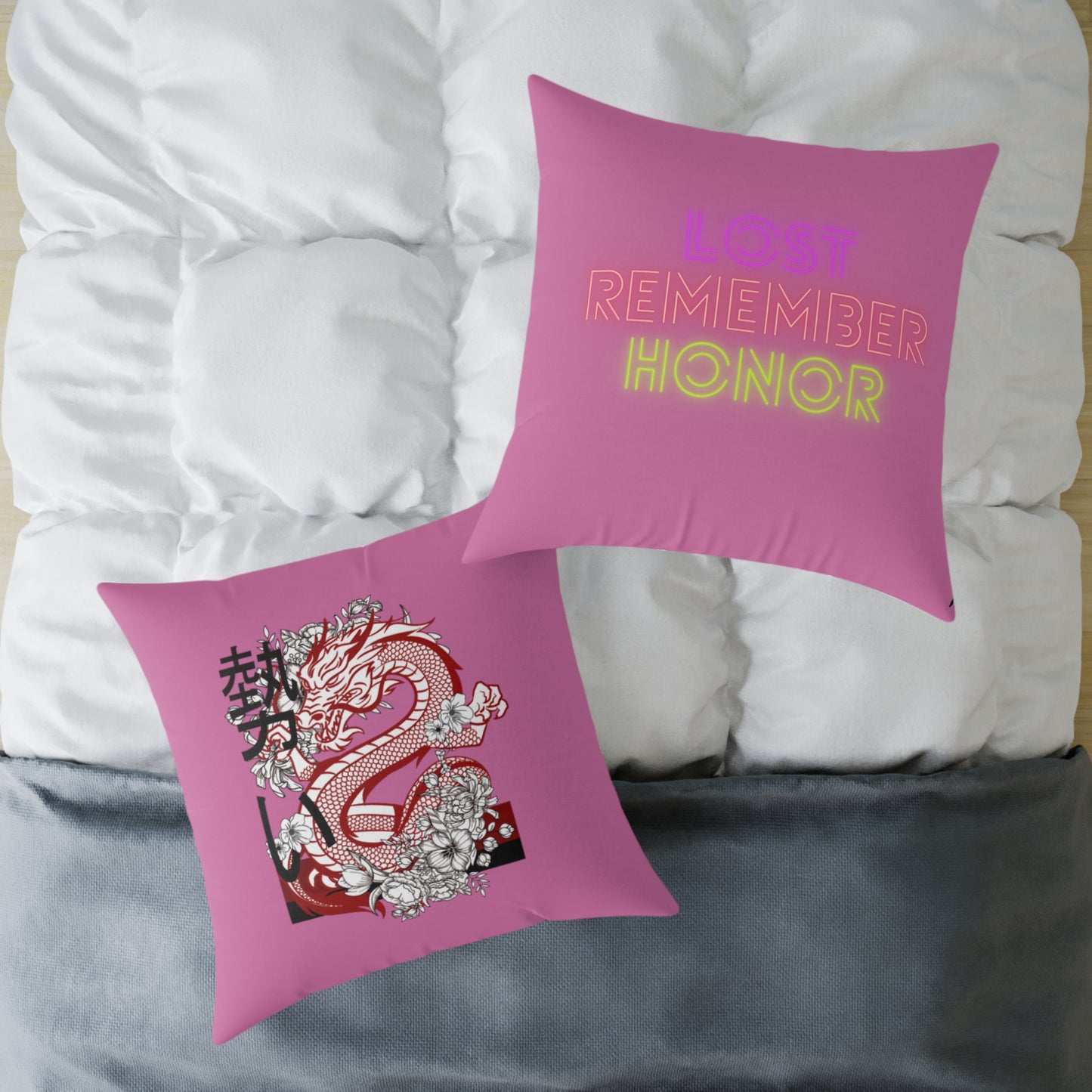 Spun Polyester Pillow: Dragons Lite Pink