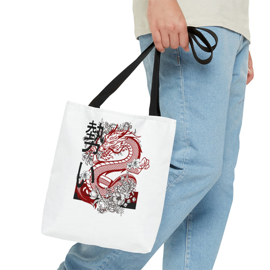 Tote Bag: Dragons White