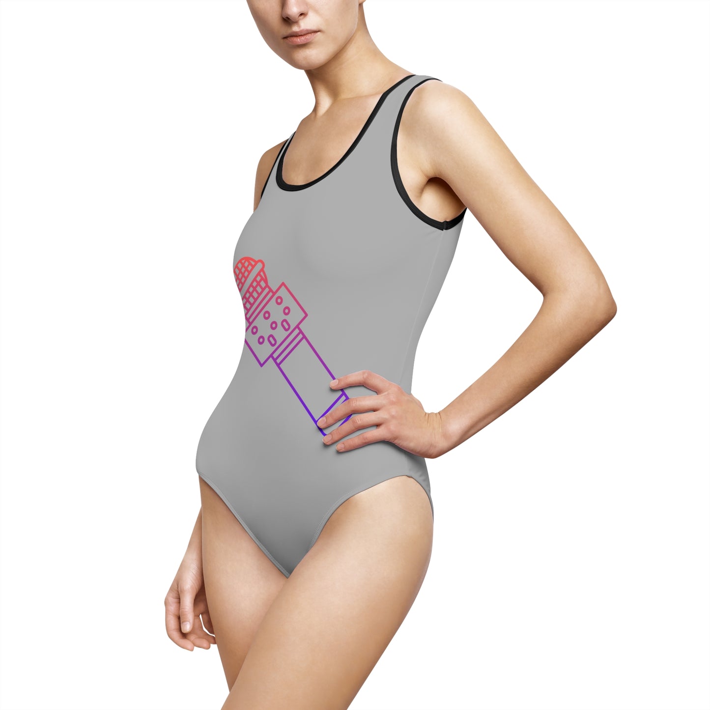 Music Women's Classic One-Piece Swimsuit: Music Lite Grey