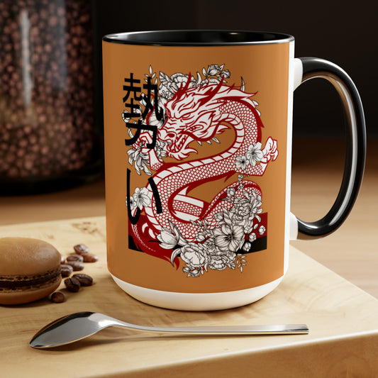 Two-Tone Coffee Mugs, 15oz: Dragons Lite Brown