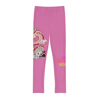 Youth Full-Length Leggings: Dragons Lite Pink