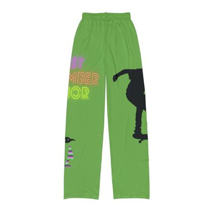 Kids Pajama Pants: Skateboarding Green