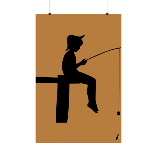 Premium Matte Vertical Posters: Fishing Lite Brown
