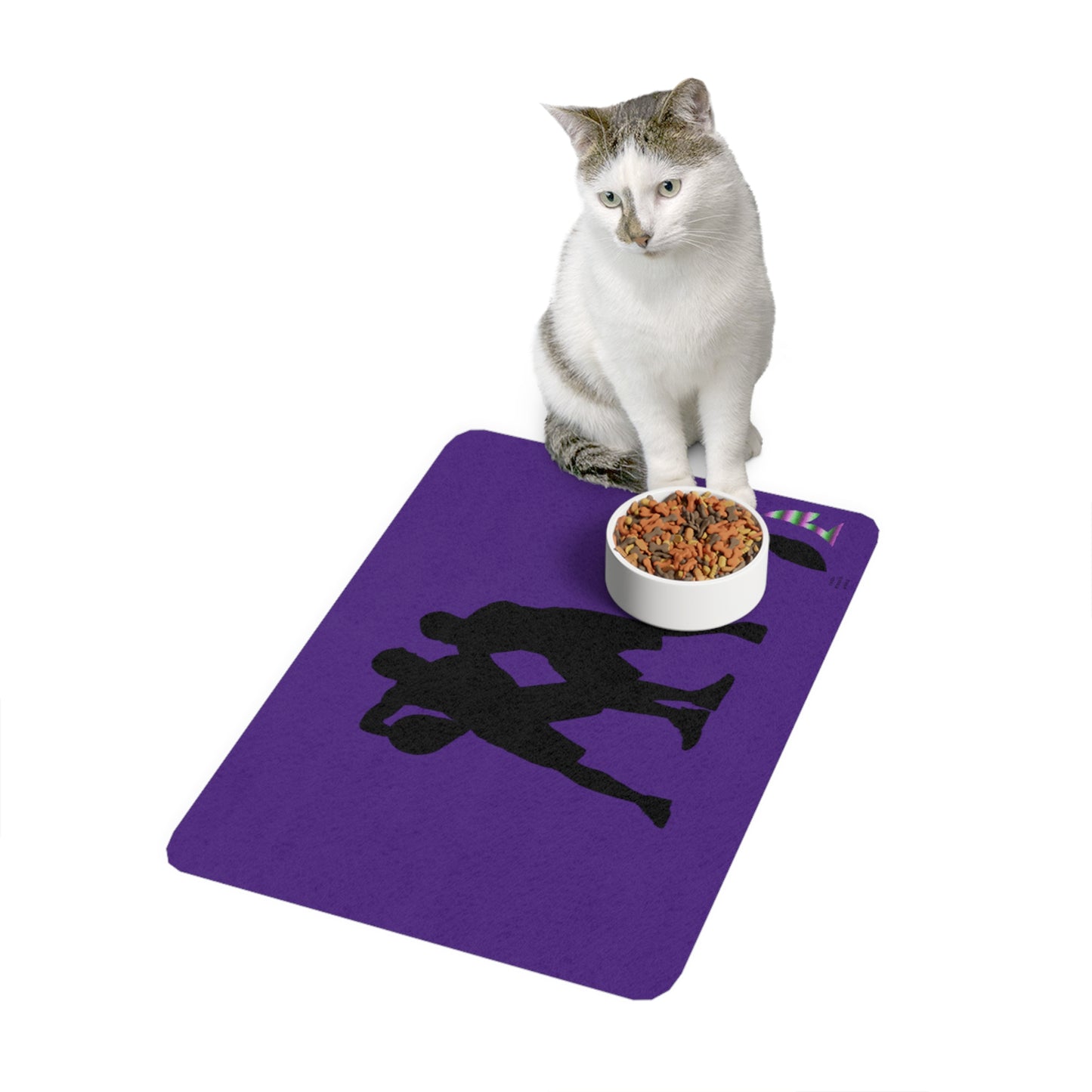 Pet Food Mat: Basketball Purple