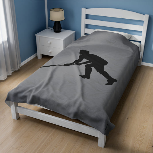 Velveteen Plush Blanket: Hockey Grey