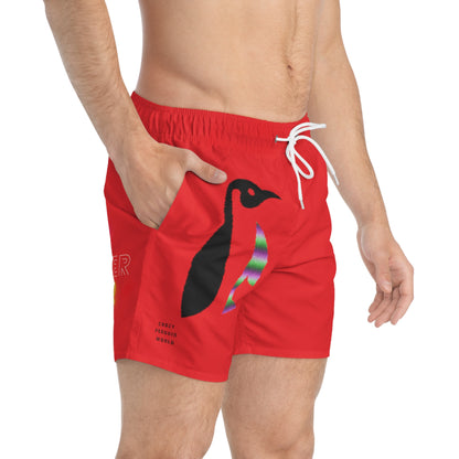 Swim Trunks: Crazy Penguin World Logo Red