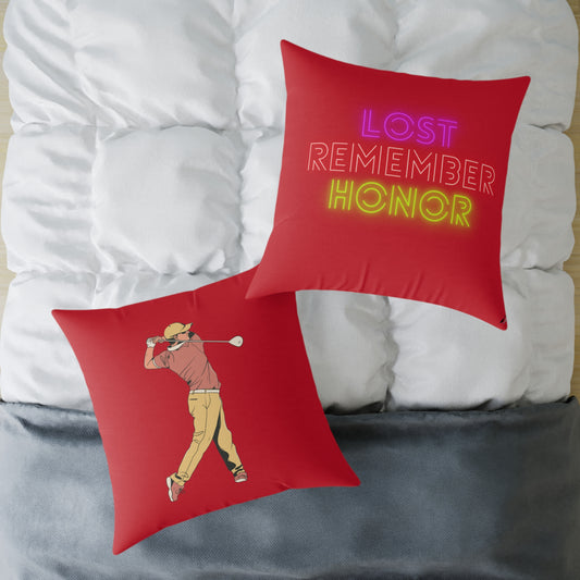 Spun Polyester Pillow: Golf Dark Red