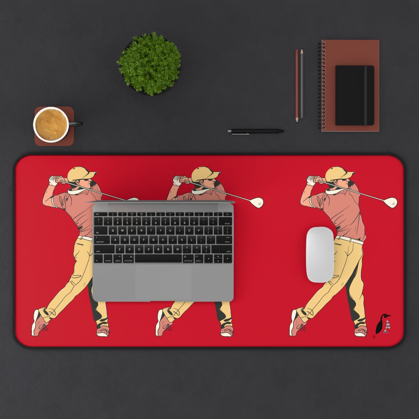 Desk Mat: Golf Dark Red