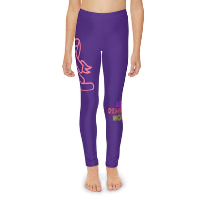 Youth Full-Length Leggings: Fight Cancer Purple