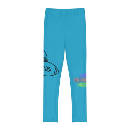 Youth Full-Length Leggings: Football Turquoise