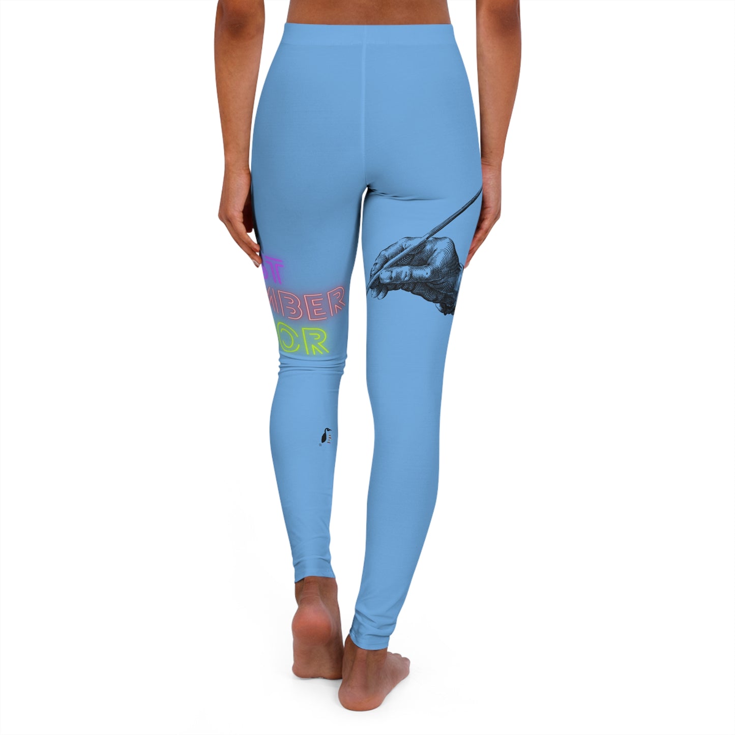 Women's Spandex Leggings: Writing Lite Blue