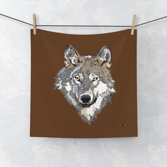 Face Towel: Wolves Brown
