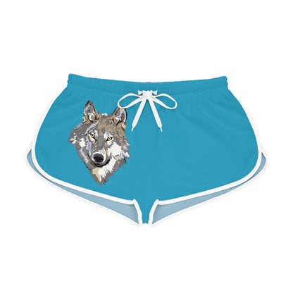 Women's Relaxed Shorts: Wolves Turquoise