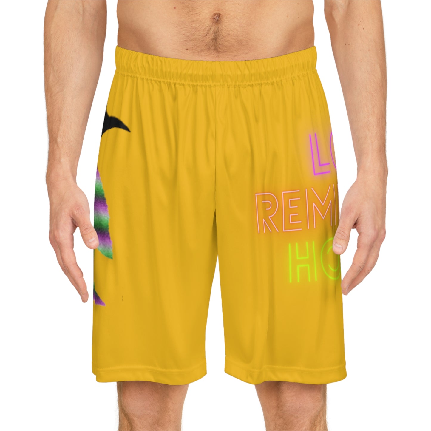 Basketball Shorts: Crazy Penguin World Logo Yellow