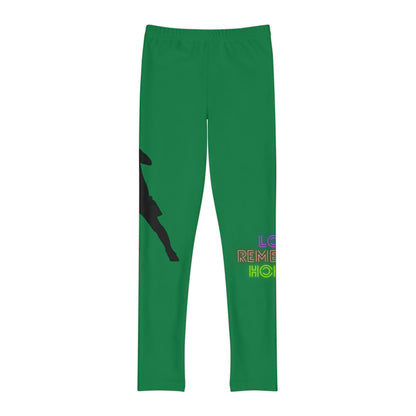 Youth Full-Length Leggings: Soccer Dark Green