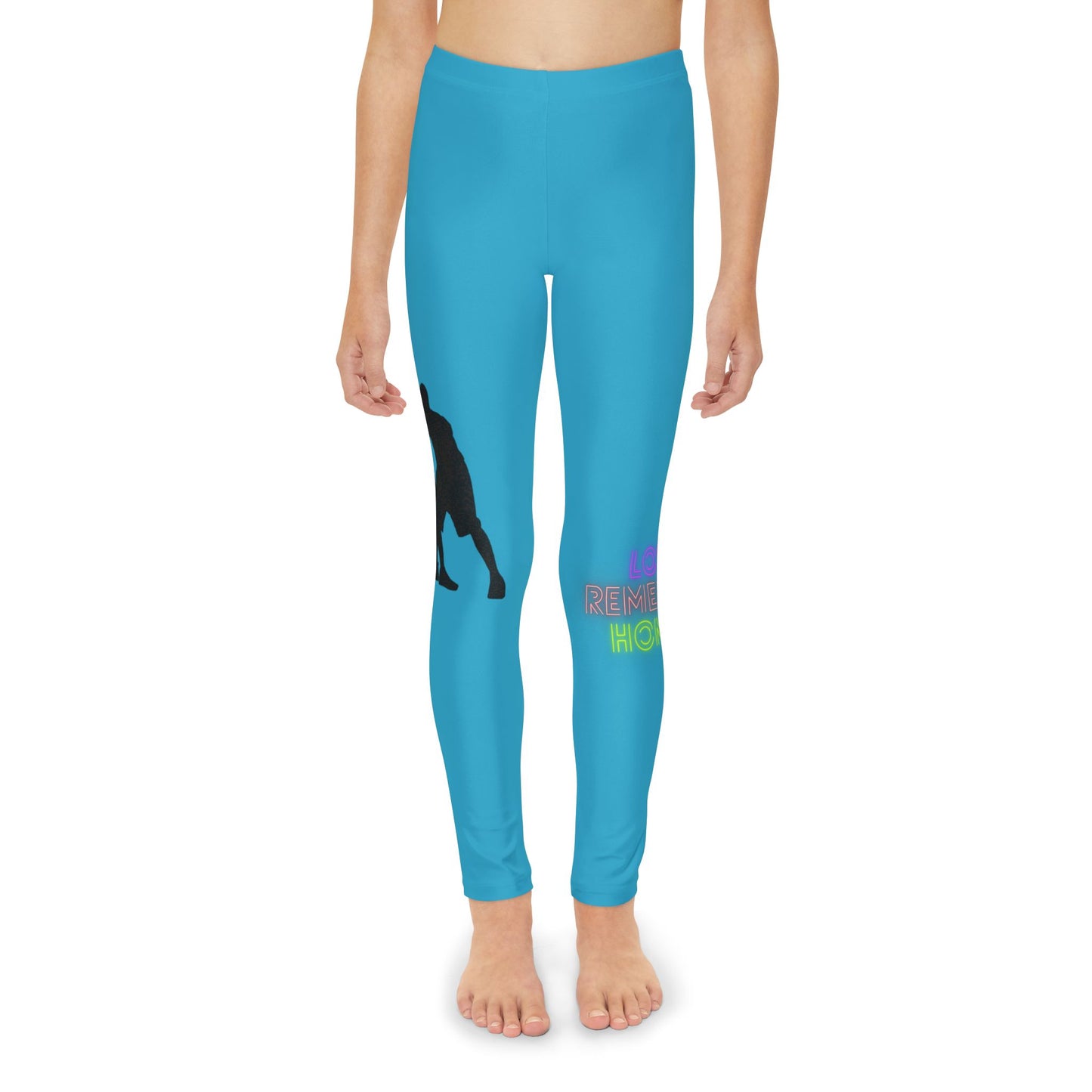 Youth Full-Length Leggings: Basketball Turquoise