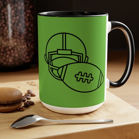 Two-Tone Coffee Mugs, 15oz: Football Green