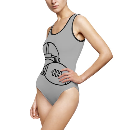 Women's Classic One-Piece Swimsuit: Football Lite Grey