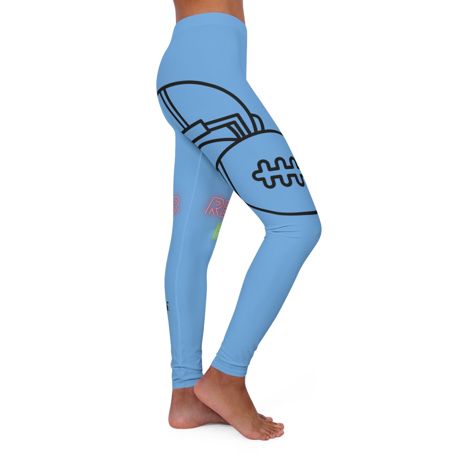 Women's Spandex Leggings: Football Lite Blue