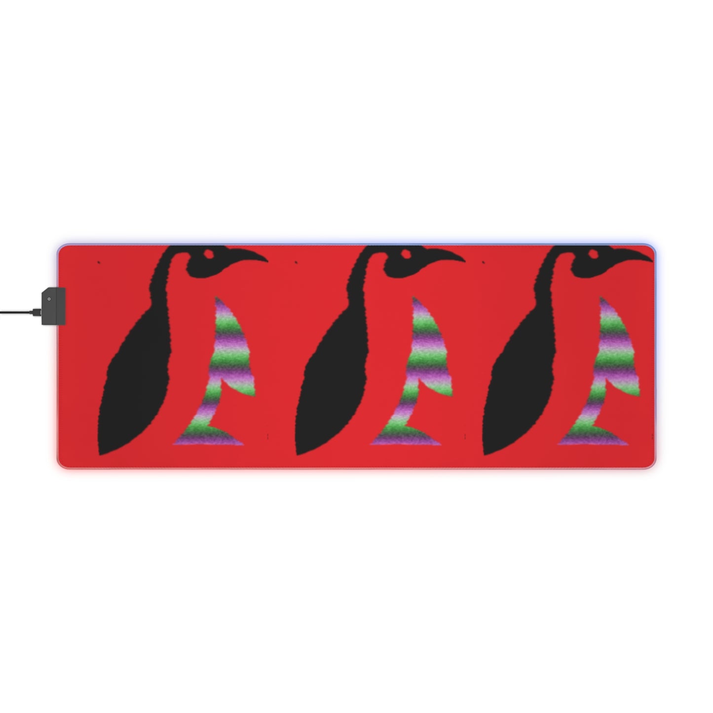 LED Gaming Mouse Pad: Crazy Penguin World Logo Red