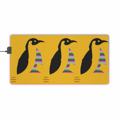 LED Gaming Mouse Pad: Crazy Penguin World Logo Yellow